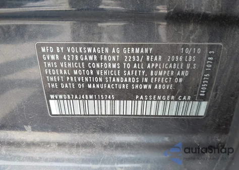 2011 Volkswagen Golf 2.5L 4-Door из США, поврежденный, VIN WVWDB7AJ4BW115745